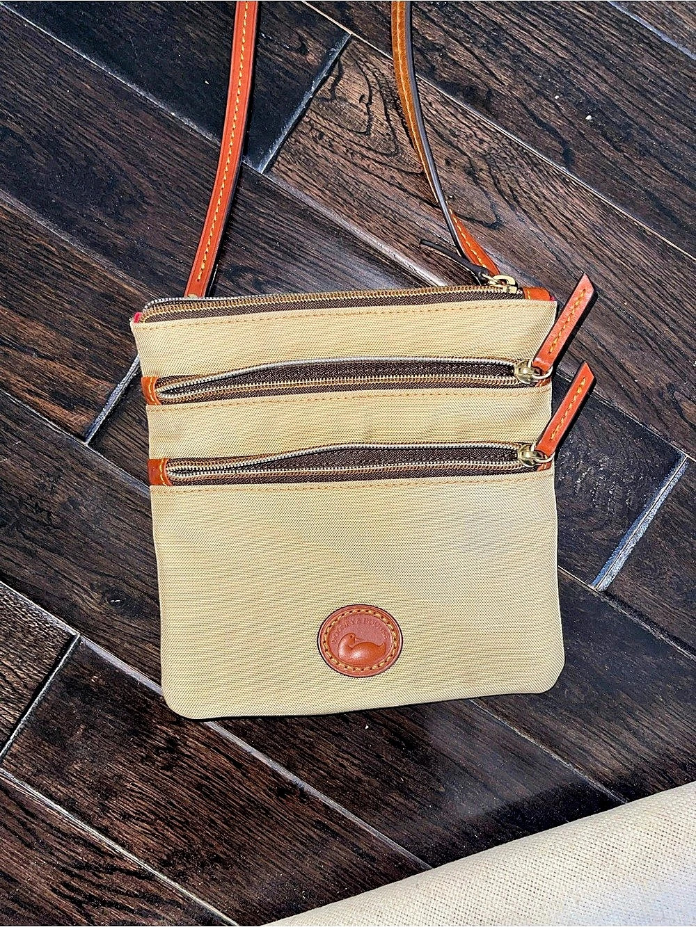 Dooney & Bourke Canvas Crossbody Bag in Beige & Brown